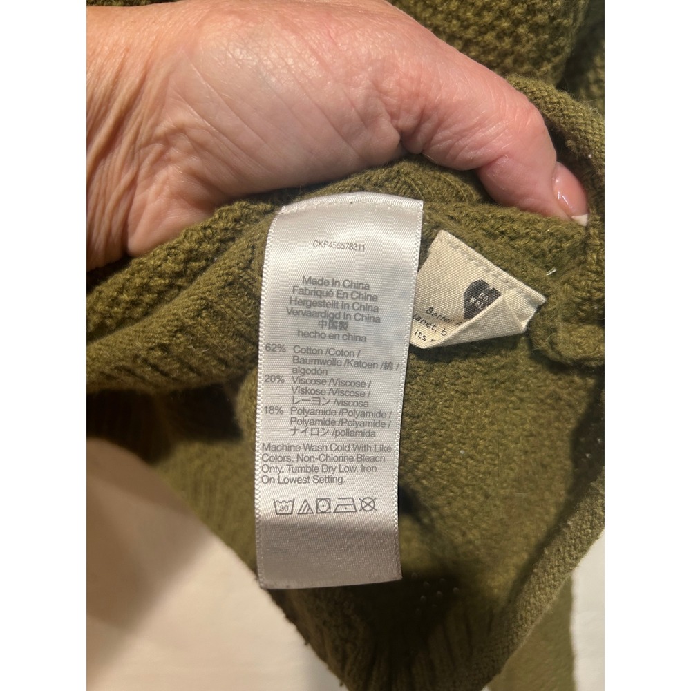 Madewell Womens 2X Olive Green Textured Waffle Knit Crewneck Sweater Pullover - Picture 4 of 6